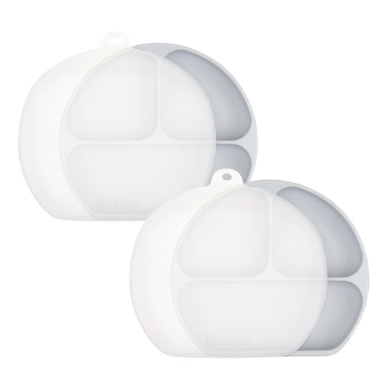 Grip Dish w/ Lid 2 Pack (3 Section): Gray banner