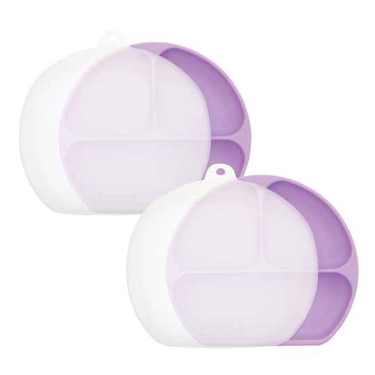Grip Dish w/ Lid 2-Pack (3 Section): Lavender banner