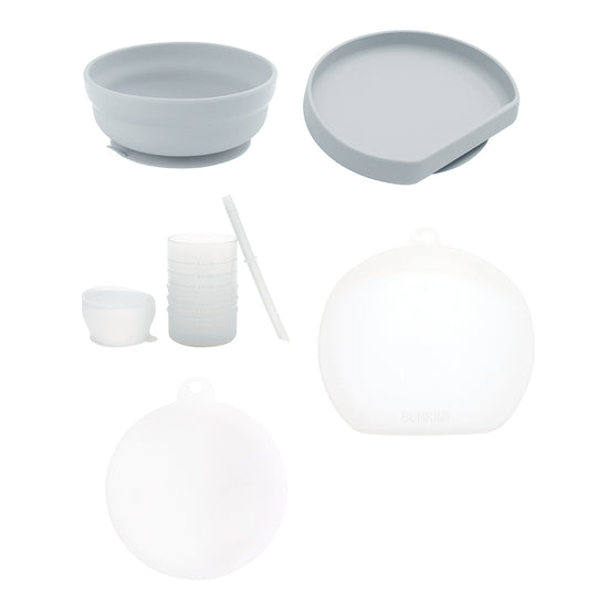 Grip Plate Complete 7-Piece Mealtime Set: Gray banner