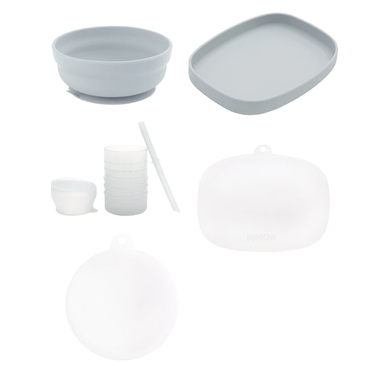 Grip Tray Complete 7-Piece Mealtime Set: Gray banner