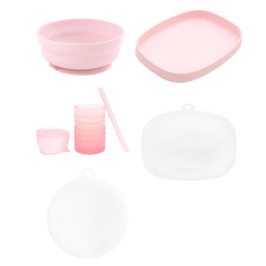 Grip Tray Complete 7-Piece Mealtime Set: Pink banner