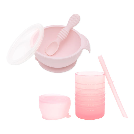 First Foods Everyday 6-Piece Mealtime Set: Pink banner
