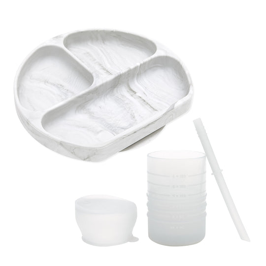 Grip Dish Everyday 4-Piece Mealtime Set: Marble banner