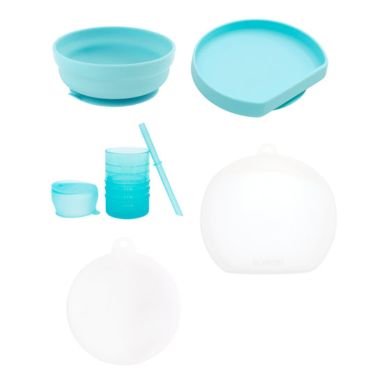 Grip Plate Complete 7-Piece Mealtime Set: Blue banner