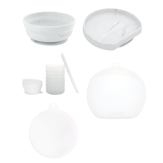 Grip Plate Complete 7-Piece Mealtime Set: Marble banner