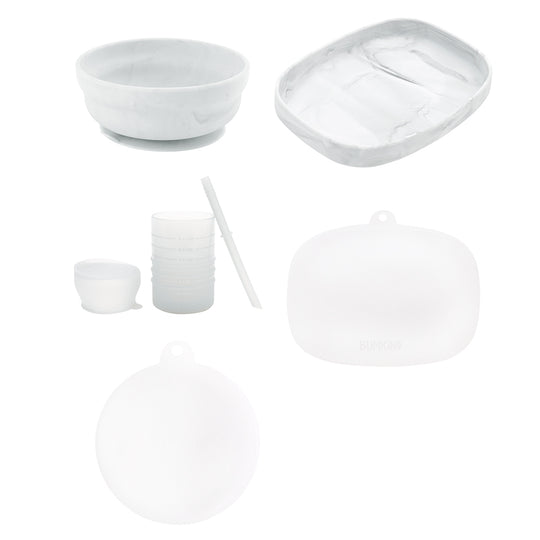 Grip Tray Complete 7-Piece Mealtime Set: Marble banner