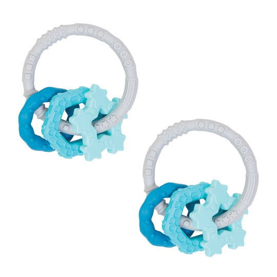 Silicone Teething Charms 2 Pack: Blue banner